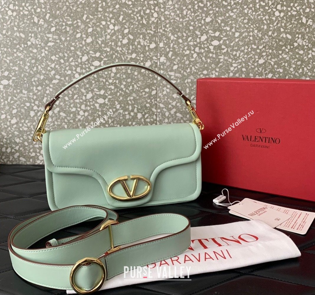 Valentino VLogo 1960 Nappa Leather Medium Shoulder bag Light Green 2024 6049 (LN-2405241132)