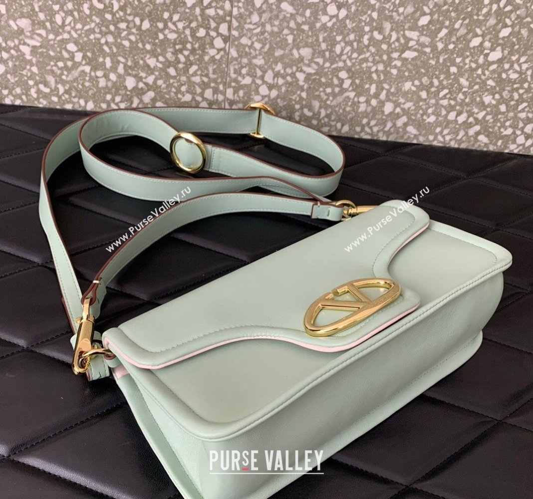 Valentino VLogo 1960 Nappa Leather Medium Shoulder bag Light Green 2024 6049 (LN-2405241132)