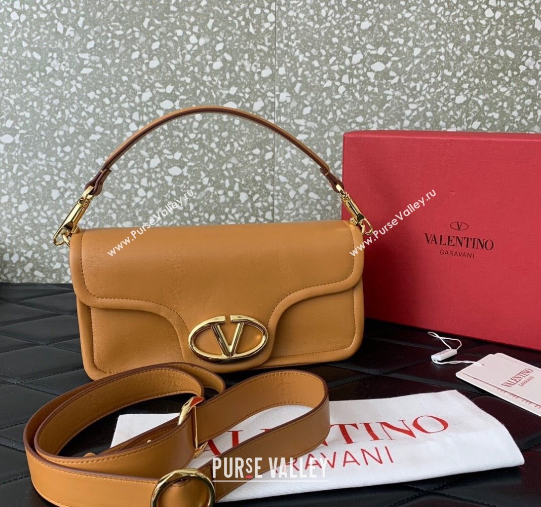 Valentino VLogo 1960 Nappa Leather Medium Shoulder bag Brown 2024 6049 (LN-2405241133)