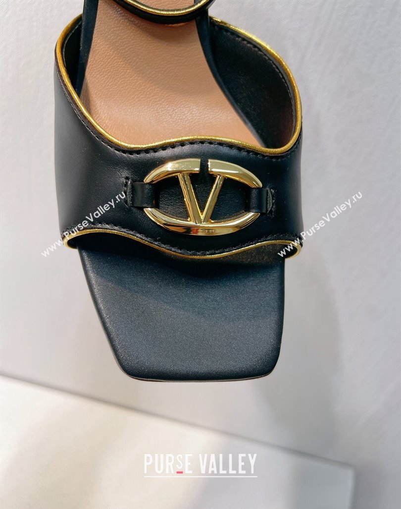 Valentino The Bold Edition VLogo Heel Sandals in Calfskin Black 2024 0612 (MD-240612019)