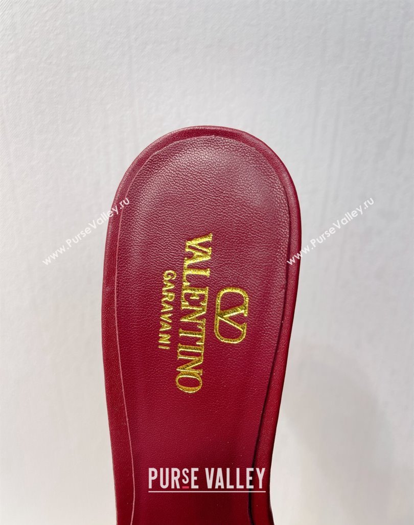 Valentino The Bold Edition VLogo Heel Slides Sandal in Calfskin Burgundy 2024 061202 (MD-240612036)