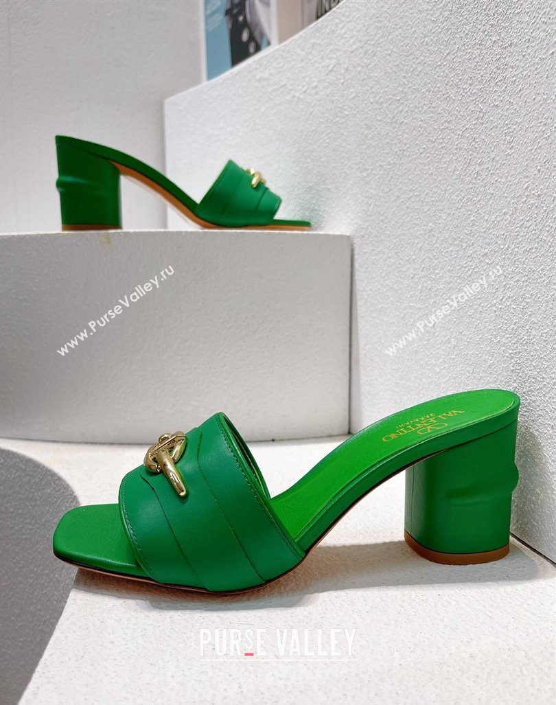 Valentino The Bold Edition VLogo Heel Slides Sandal in Calfskin Green2 2024 061202 (MD-240612037)