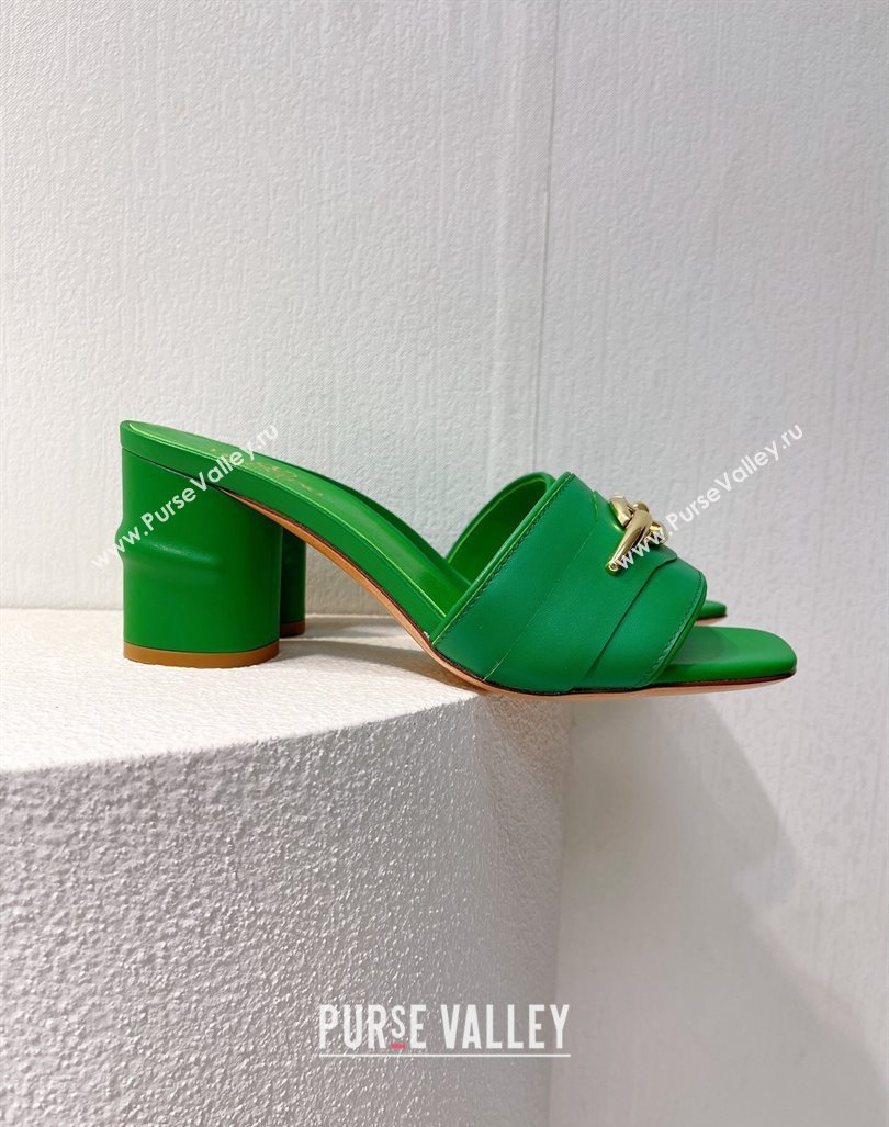 Valentino The Bold Edition VLogo Heel Slides Sandal in Calfskin Green2 2024 061202 (MD-240612037)