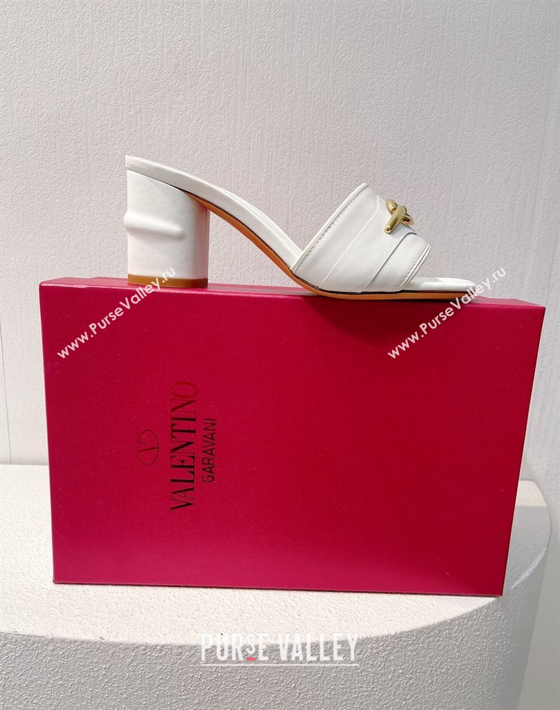 Valentino The Bold Edition VLogo Heel Slides Sandal in Calfskin White 2024 061202 (MD-240612038)