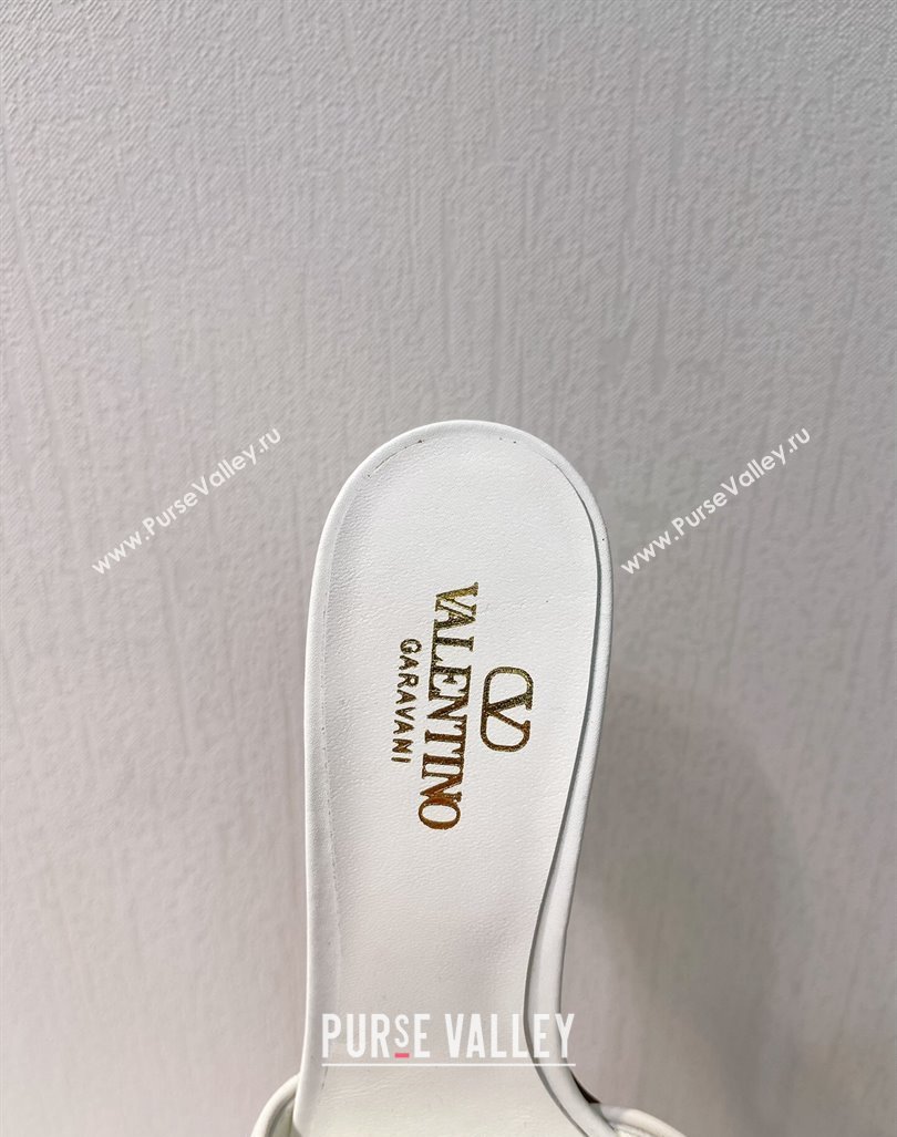 Valentino The Bold Edition VLogo Heel Slides Sandal in Calfskin White 2024 061202 (MD-240612038)