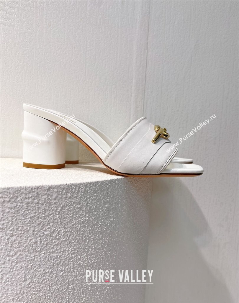 Valentino The Bold Edition VLogo Heel Slides Sandal in Calfskin White 2024 061202 (MD-240612038)