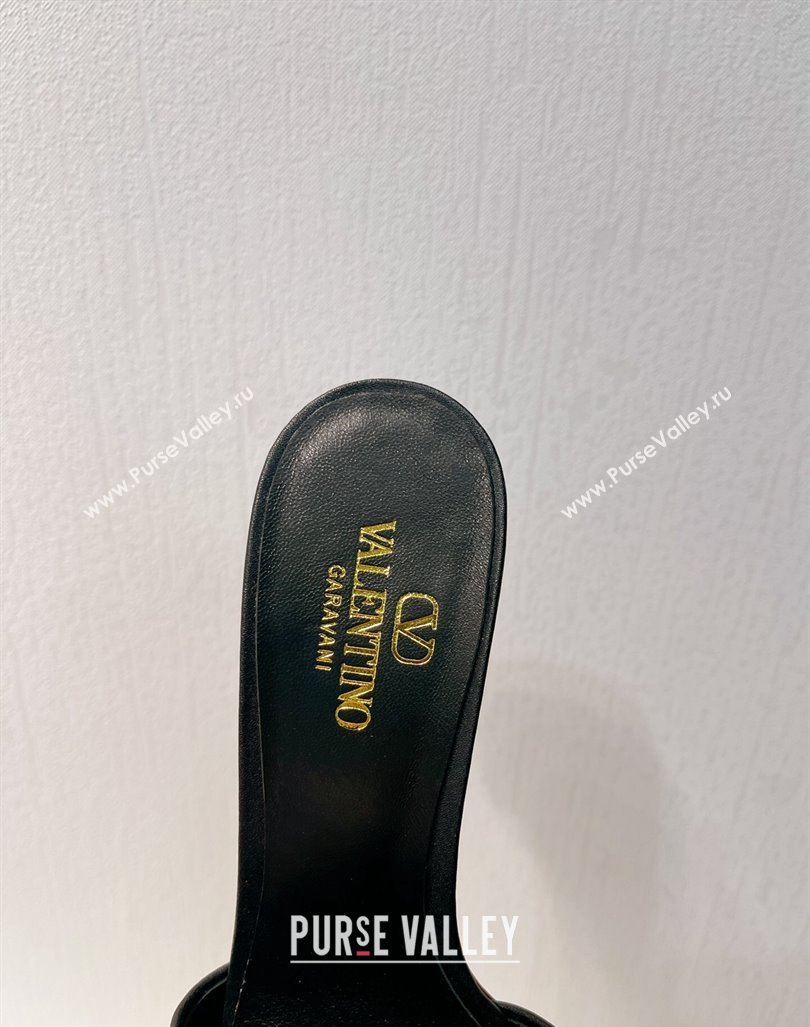 Valentino The Bold Edition VLogo Heel Slides Sandal in Calfskin Black 2024 061202 (MD-240612039)