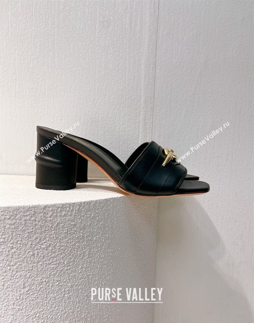 Valentino The Bold Edition VLogo Heel Slides Sandal in Calfskin Black 2024 061202 (MD-240612039)