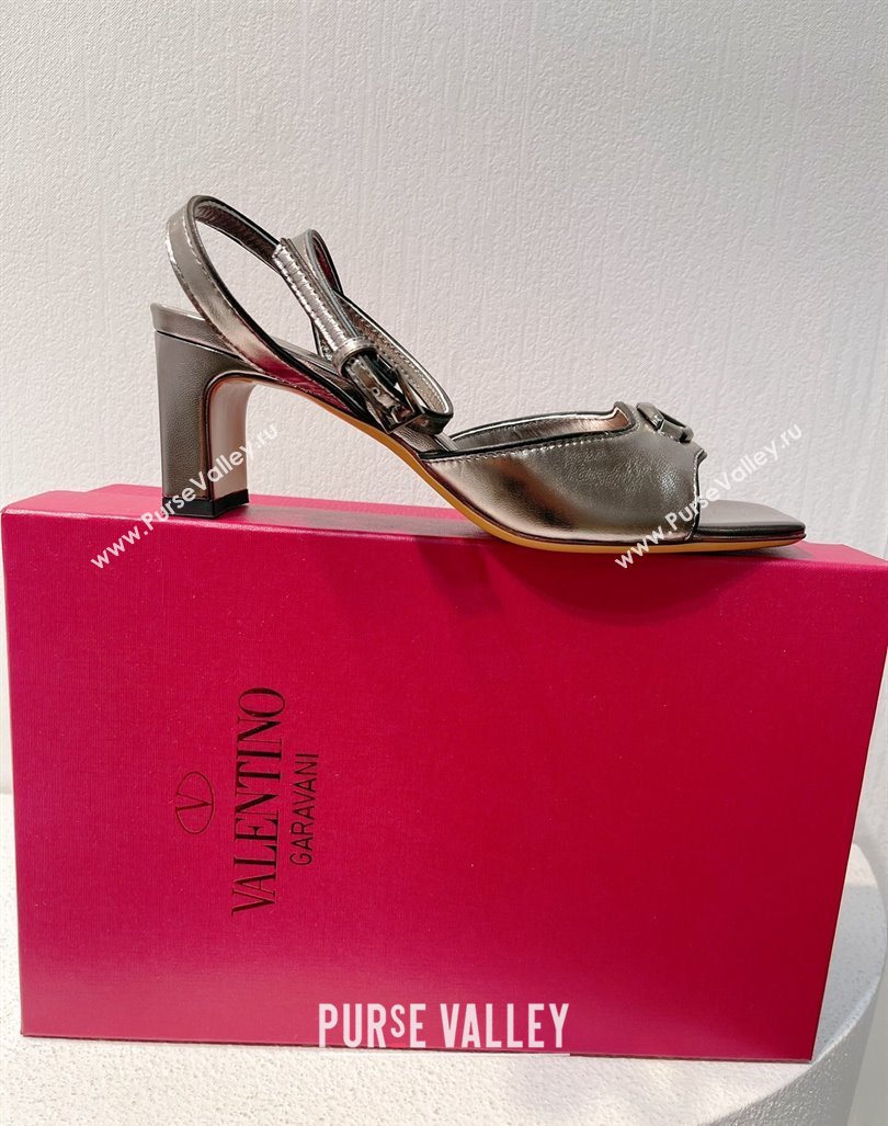 Valentino The Bold Edition VLogo Heel Sandals in Calfskin Grey 2024 0612 (MD-240612011)