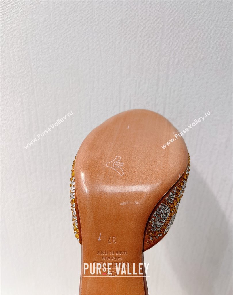 Valentino VLogo Heel Slides Sandal 8cm in Toile Iconographe Strass Tan Brown 2024 0612 (MD-240612064)