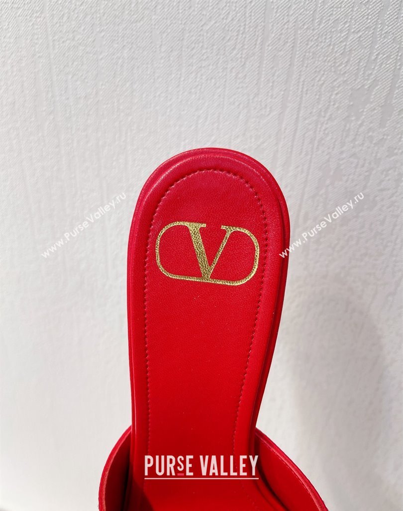 Valentino VLogo Heel Slides Sandal 8cm in Toile Iconographe Strass Red/Silver 2024 0612 (MD-240612074)