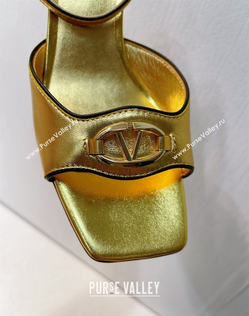 Valentino The Bold Edition VLogo Heel Sandals in Calfskin Gold 2024 0612 (MD-240612013)