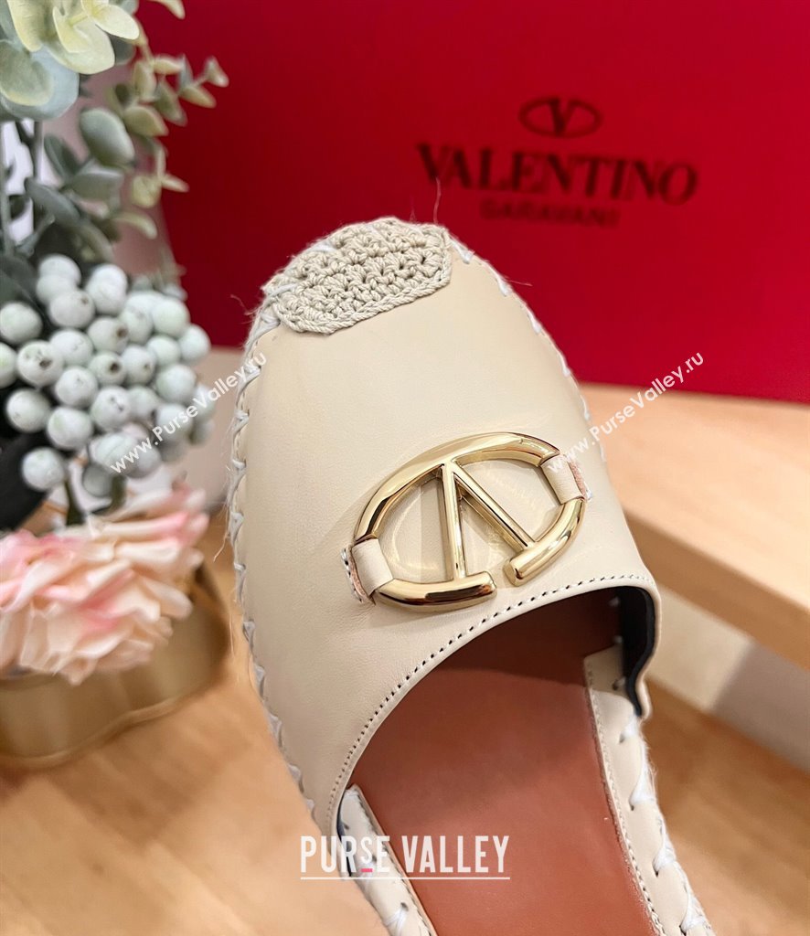 Valentino The Bold Edition VLogo Espadrille Wedge Pumps in Grained Calfskin Beige 2024 0612 (MD-240612078)