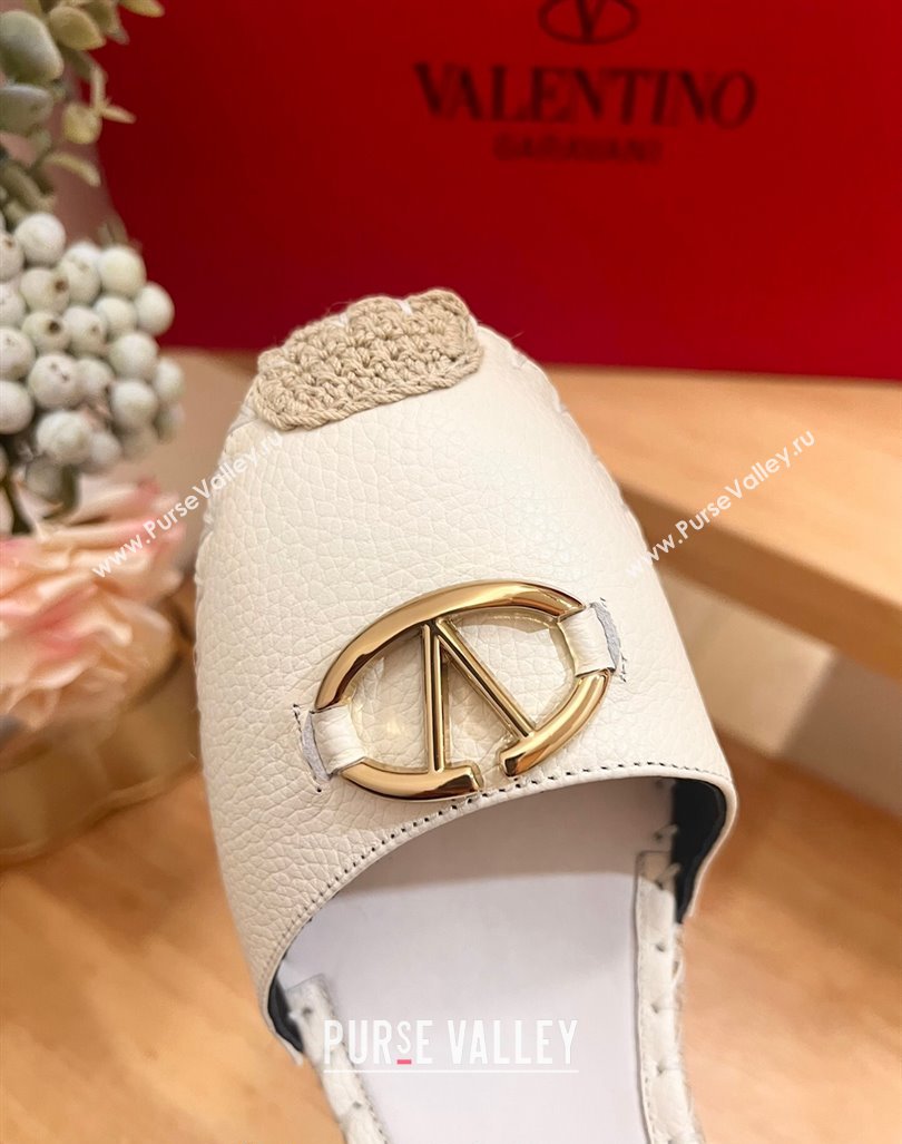 Valentino The Bold Edition VLogo Espadrille Wedge Pumps in Grained Calfskin White 2024 0612 (MD-240612080)