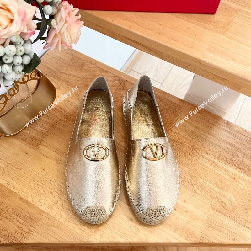 Valentino The Bold Edition VLogo Espadrilles Flats in Grained Calfskin Gold 2024 0612 (MD-240612088)