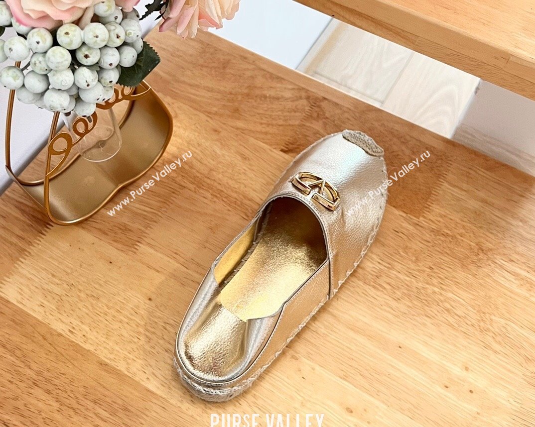 Valentino The Bold Edition VLogo Espadrilles Flats in Grained Calfskin Gold 2024 0612 (MD-240612088)