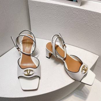 Valentino The Bold Edition VLogo Heel Sandals in Calfskin White 2024 0612 (MD-240612018)