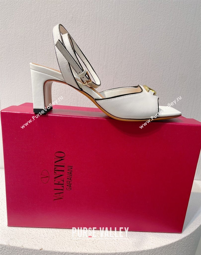 Valentino The Bold Edition VLogo Heel Sandals in Calfskin White 2024 0612 (MD-240612018)