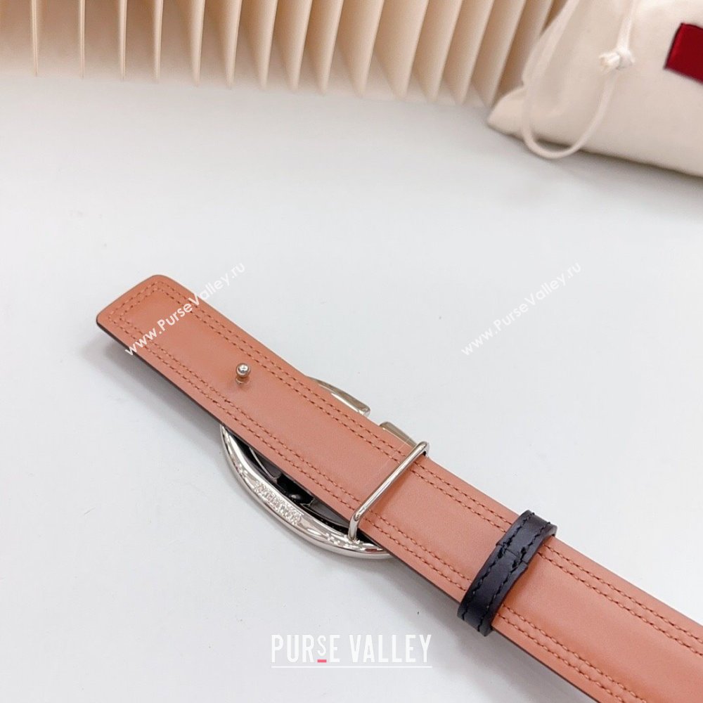 Valentino The Bold Edition VLogo Calfskin Belt 3cm Black/Brown/Silver 2024 (99-240615091)