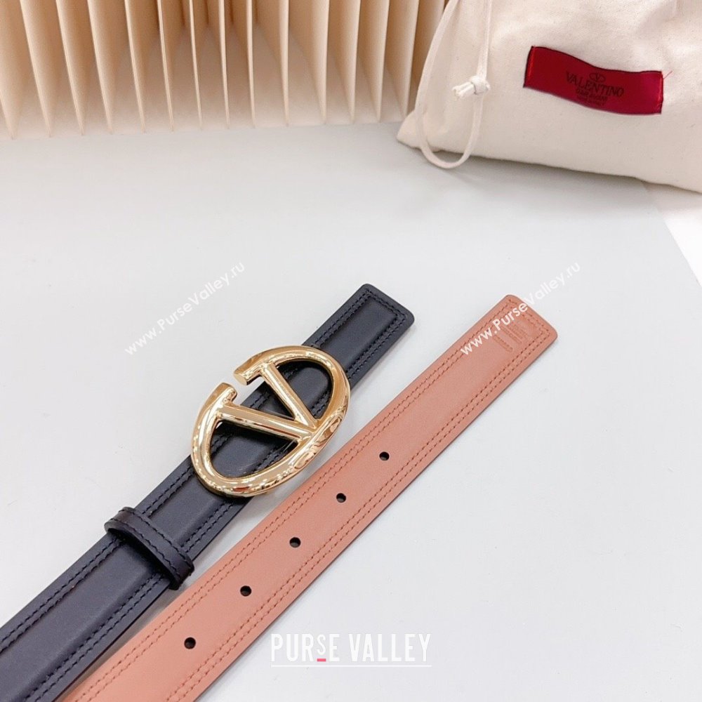 Valentino The Bold Edition VLogo Calfskin Belt 3cm Black/Brown/Gold 2024 0615 (99-240615090)