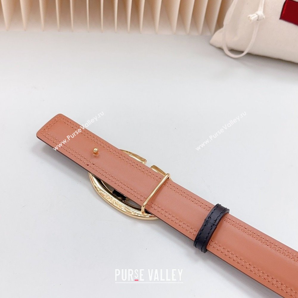 Valentino The Bold Edition VLogo Calfskin Belt 3cm Black/Brown/Gold 2024 0615 (99-240615090)