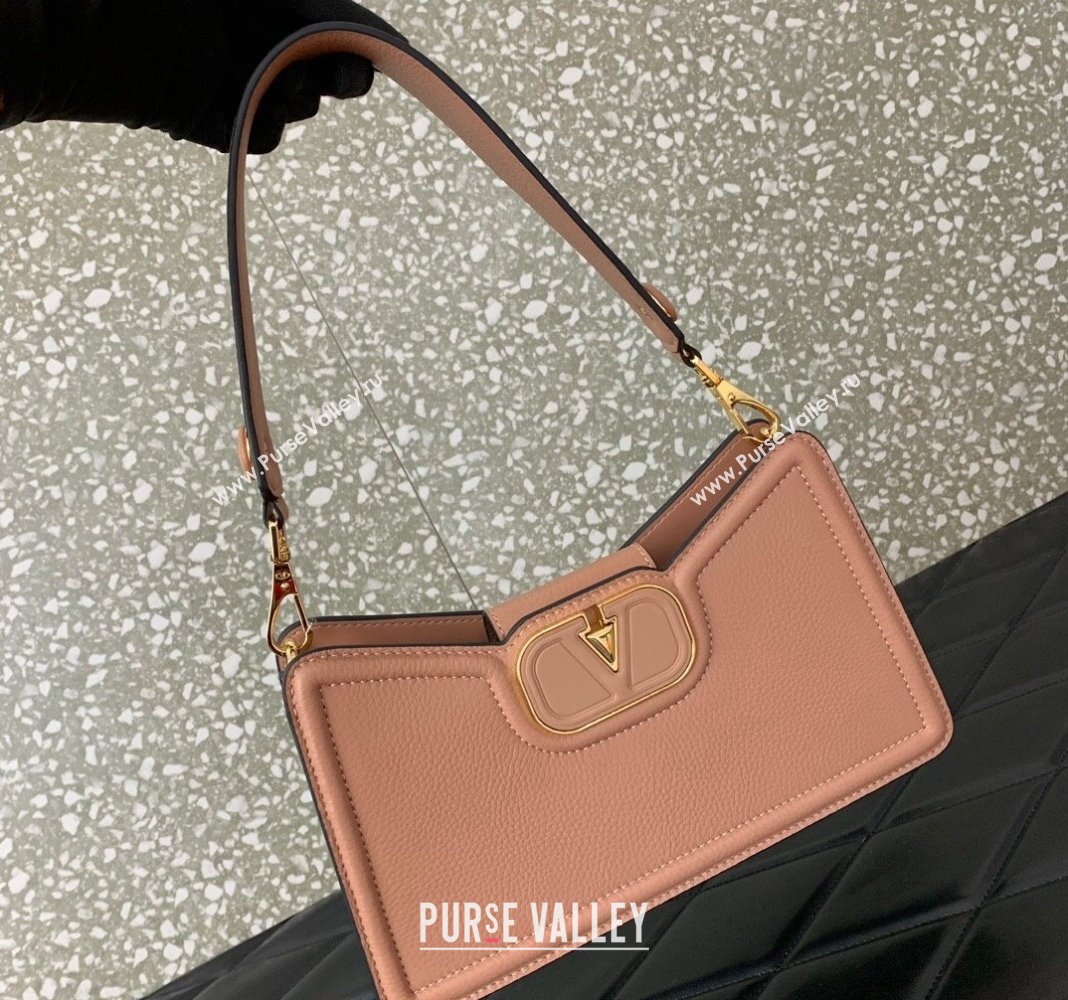 Valentino VLogo Signature Shoulder bag in Soft Grained Calfskin Rose Beige 2024 0119 (LN-240624011)