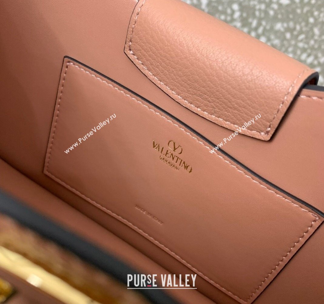 Valentino VLogo Signature Shoulder bag in Soft Grained Calfskin Rose Beige 2024 0119 (LN-240624011)