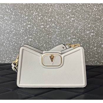 Valentino VLogo Signature Shoulder bag in Soft Grained Calfskin White 2024 0119 (LN-240624012)