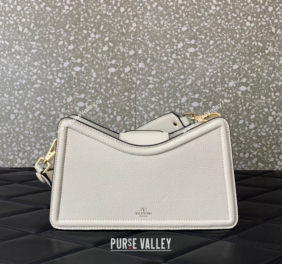 Valentino VLogo Signature Shoulder bag in Soft Grained Calfskin White 2024 0119 (LN-240624012)