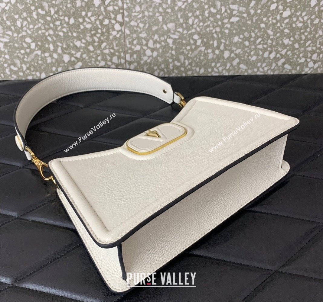 Valentino VLogo Signature Shoulder bag in Soft Grained Calfskin White 2024 0119 (LN-240624012)