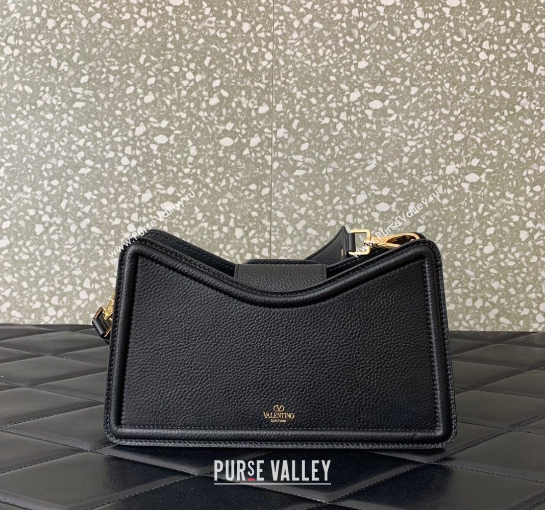 Valentino VLogo Signature Shoulder bag in Soft Grained Calfskin Black 2024 0119 (LN-240624013)