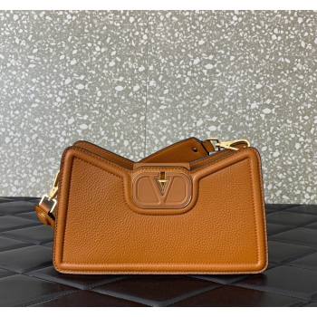 Valentino VLogo Signature Shoulder bag in Soft Grained Calfskin Golden Brown 2024 0119 (LN-240624014)