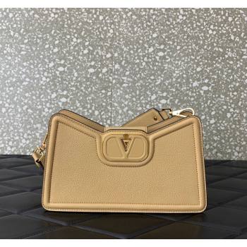 Valentino VLogo Signature Shoulder bag in Soft Grained Calfskin Beige Yellow 2024 0119 (LN-240624015)