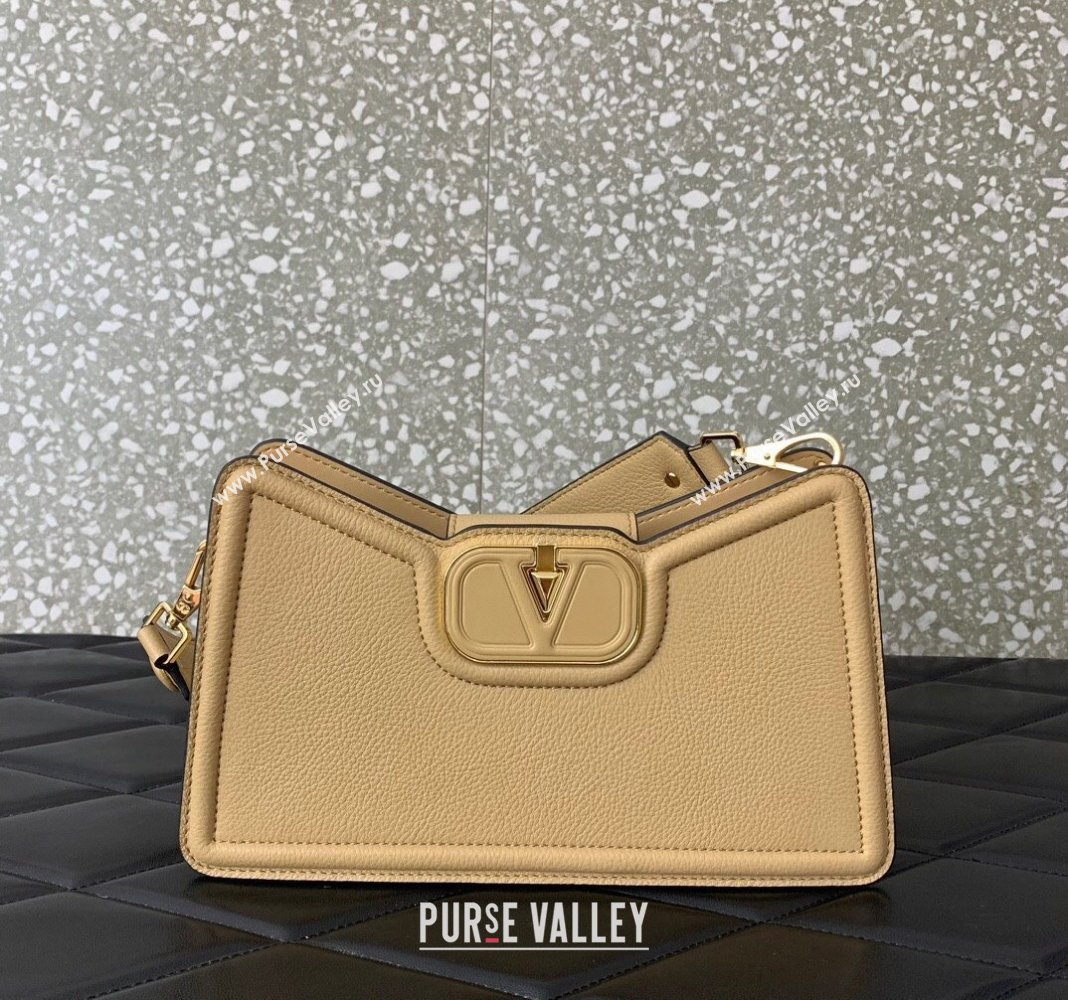 Valentino VLogo Signature Shoulder bag in Soft Grained Calfskin Beige Yellow 2024 0119 (LN-240624015)