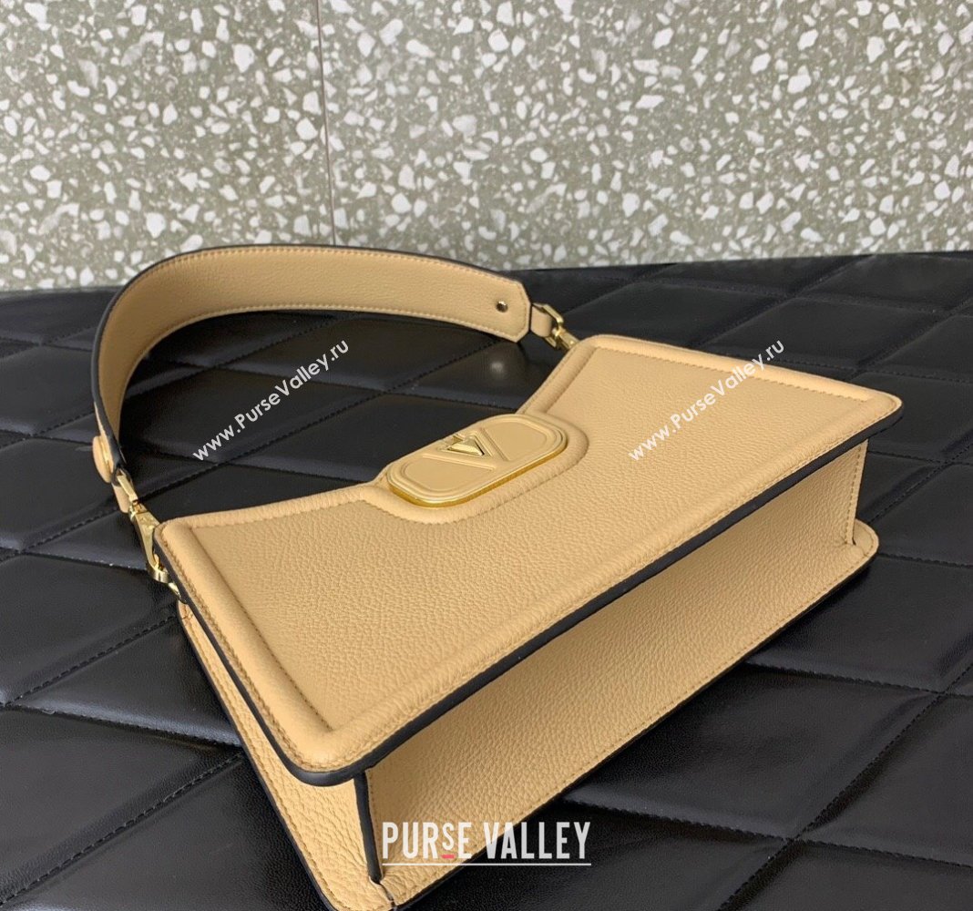 Valentino VLogo Signature Shoulder bag in Soft Grained Calfskin Beige Yellow 2024 0119 (LN-240624015)