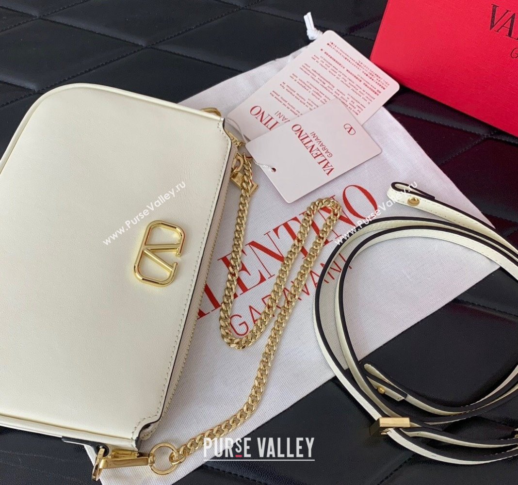 Valentino Mini VLogo Signature Calfskin Crossbody Bag White 2024 VLTN079 (LN-240624016)