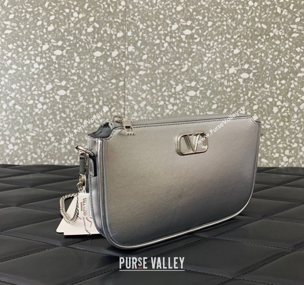 Valentino Mini VLogo Signature Calfskin Crossbody Bag Silver 2024 VLTN079 (LN-240624019)