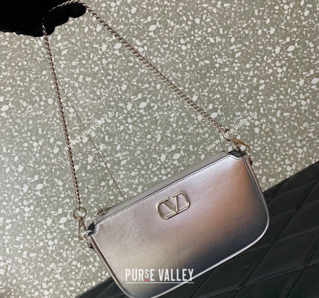 Valentino Mini VLogo Signature Calfskin Crossbody Bag Silver 2024 VLTN079 (LN-240624019)