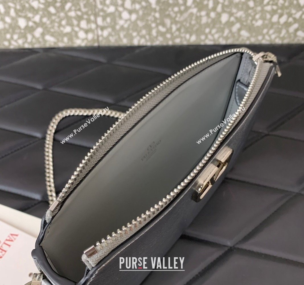 Valentino Mini VLogo Signature Calfskin Crossbody Bag Silver 2024 VLTN079 (LN-240624019)