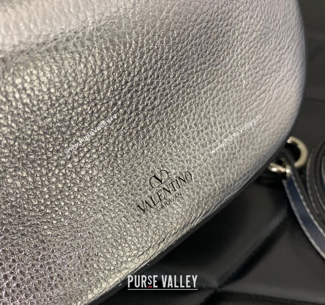 Valentino VLogo Moon Mini Hobo Bag in Nappa Leather with Chain Silver 2024 VLTN0096 (LN-240624023)