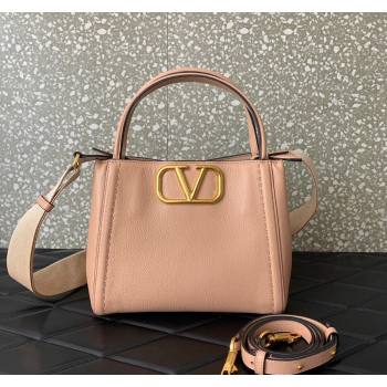 Valentino Alltime Medium Handbag in Grainy Calfskin Light Pink 2024 0288M (LN-240624024)