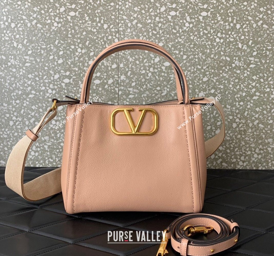 Valentino Alltime Medium Handbag in Grainy Calfskin Light Pink 2024 0288M (LN-240624024)