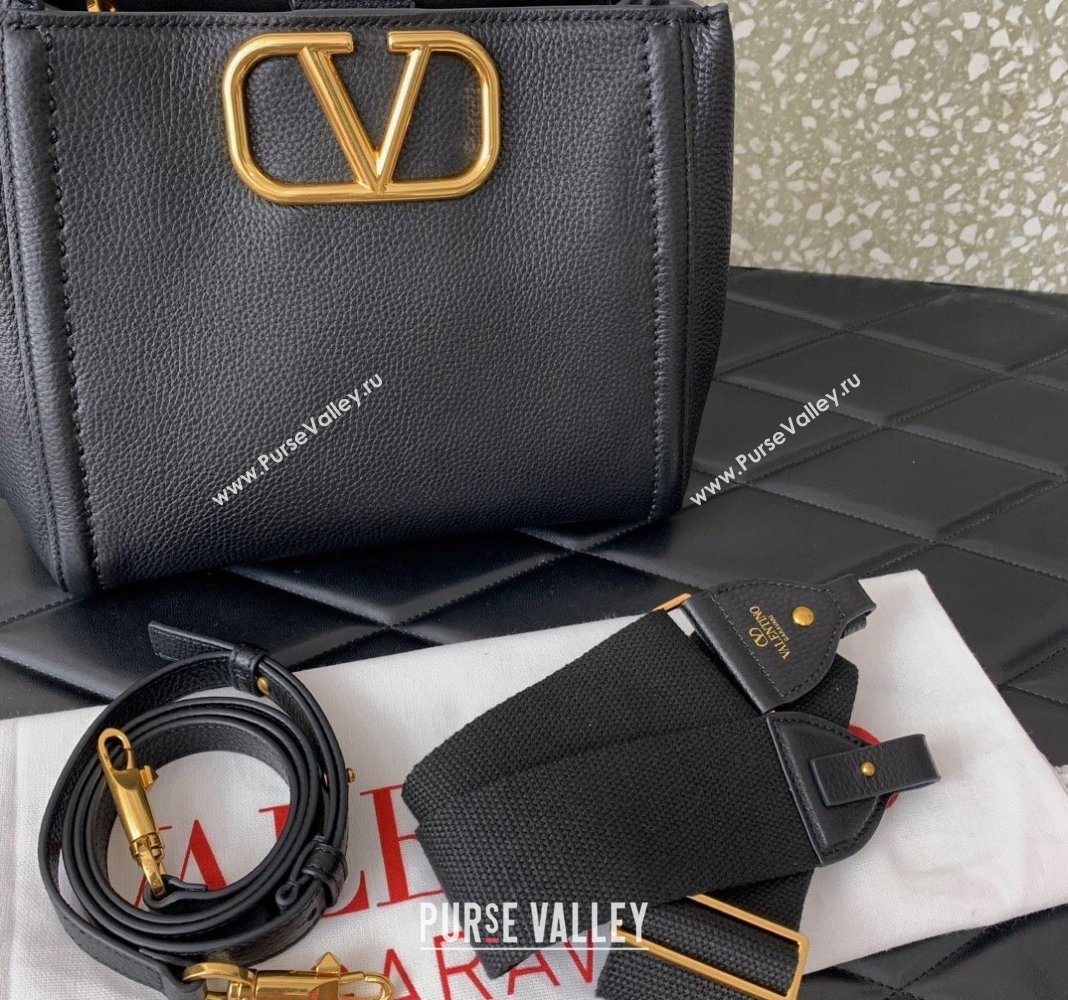 Valentino Alltime Medium Handbag in Grainy Calfskin Black 2024 0288M (LN-240624025)