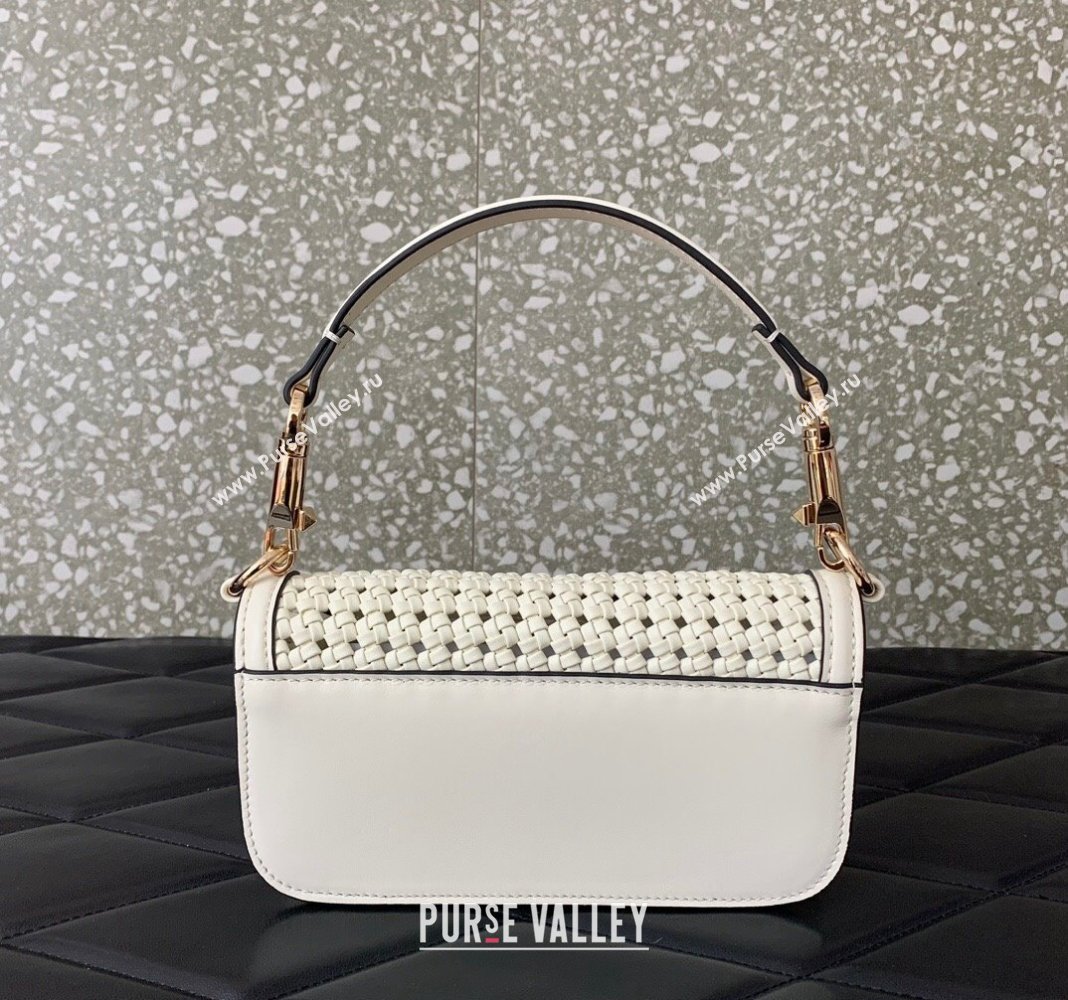 Valentino Loco Small Shoulder Bag in Woven Leather White 2024 5041 (LN-240624001)