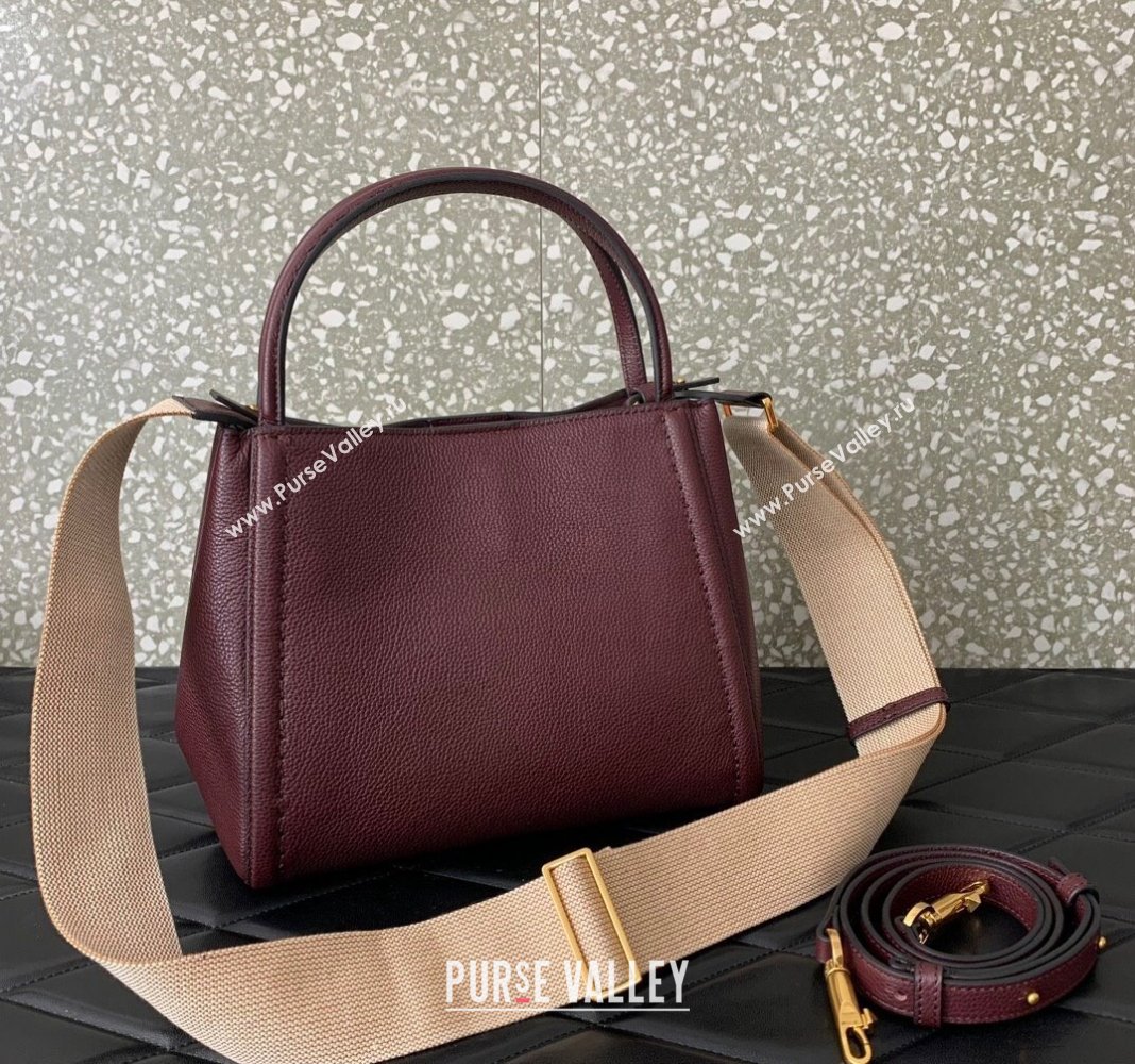 Valentino Alltime Medium Handbag in Grainy Calfskin Burgundy 2024 0288M (LN-240624026)