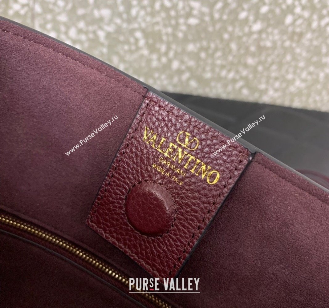 Valentino Alltime Medium Handbag in Grainy Calfskin Burgundy 2024 0288M (LN-240624026)