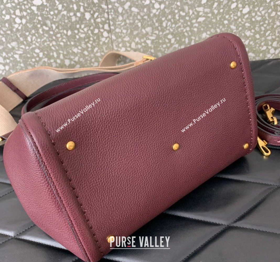 Valentino Alltime Medium Handbag in Grainy Calfskin Burgundy 2024 0288M (LN-240624026)