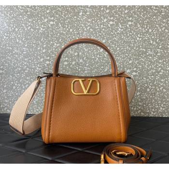 Valentino Alltime Medium Handbag in Grainy Calfskin Brown 2024 0288M (LN-240624027)