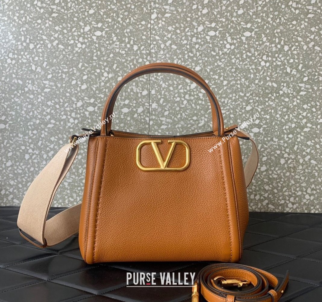 Valentino Alltime Medium Handbag in Grainy Calfskin Brown 2024 0288M (LN-240624027)