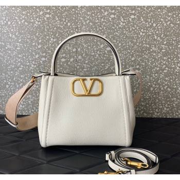 Valentino Alltime Medium Handbag in Grainy Calfskin White 2024 0288M (LN-240624028)